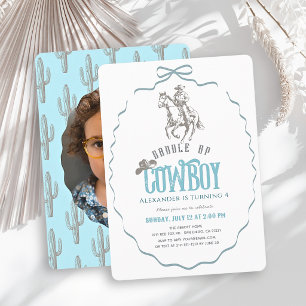 Invitación Cumpleaños Chico Foto Arco Azul Occidental Vaquero