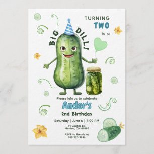 Invitación Cumpleaños Chico Pepino Grande Dill Cualquier Edad