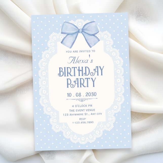 Invitación Cumpleaños choquette con lazo azul (Subido por el creador)