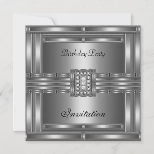 Invitación Cumpleaños Chrome Sobre Joya De Diamant