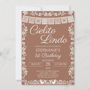 Invitación Cumpleaños Cielito Lindo Terracotta 1er