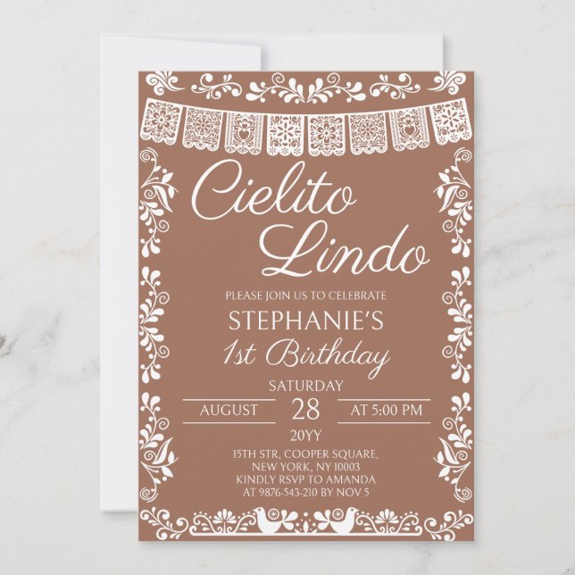 Invitación Cumpleaños Cielito Lindo Terracotta 1er (Anverso)