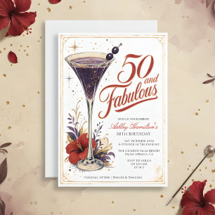 Invitación Cumpleaños cincuenta y fabuloso 50 Martini