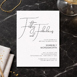 Invitación Cumpleaños cincuenta y fabuloso guión moderno 50