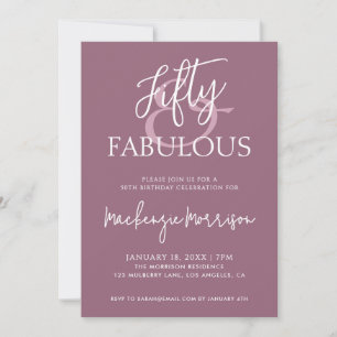 Invitación Cumpleaños cincuenta y fabuloso guión rosa
