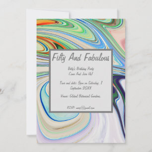 Invitación Cumpleaños cincuenta y fabuloso mármol líquido vib