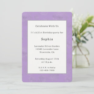 Invitación Cumpleaños Círculos de Plata Morado Lavanda