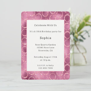 Invitación Cumpleaños Círculos Rosa Glitzy