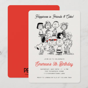 Invitación Cumpleaños Clásico de la Pandilla de Peanuts   Sno