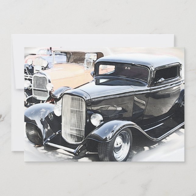 Invitación Cumpleaños clásico de los coches (Anverso)