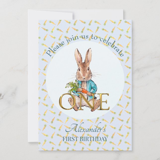 Invitación Cumpleaños clásico del conejo (Anverso)