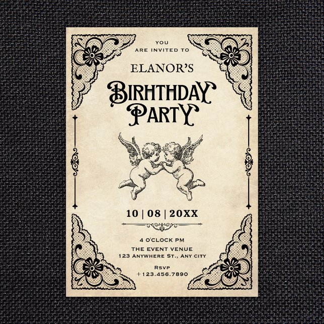 Invitación Cumpleaños clásico vintage (Subido por el creador)
