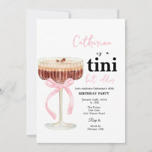 Invitación Cumpleaños Cóctel de Café con Lazo Moderno Rosa