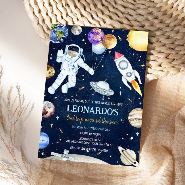 Invitación Cumpleaños Cohete Astronauta Espacio Exterior Plan (Subido por el creador)