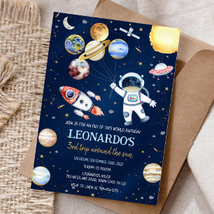 Invitación Cumpleaños Cohete Astronauta Espacio Exterior Plan