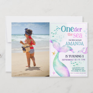 Invitación Cumpleaños Cola de Sirena Acuarela Bajo el Mar