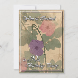 Invitación Cumpleaños color de rosa polvoriento antiguo 90