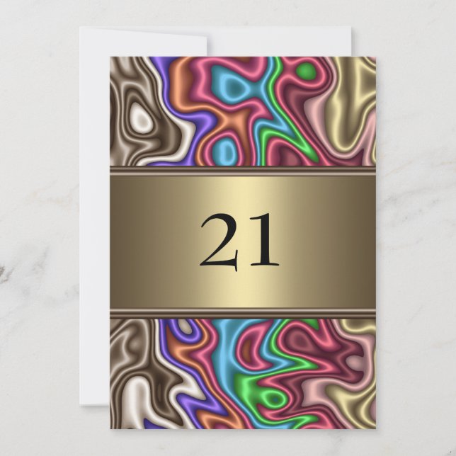 Invitación Cumpleaños Colores Abstractos Seda Fals (Anverso)