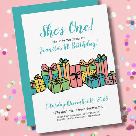 Invitación Cumpleaños Colorido de 1 Año