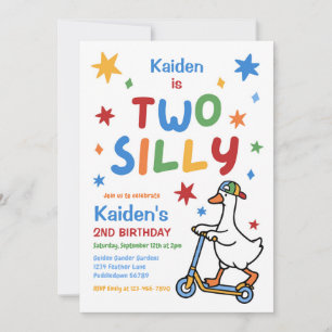 Invitación Cumpleaños colorido de 2 años de Dos Gansos Tontos