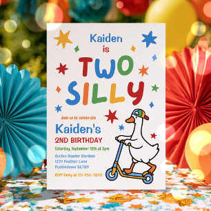 Invitación Cumpleaños colorido de 2 años de Dos Gansos Tontos
