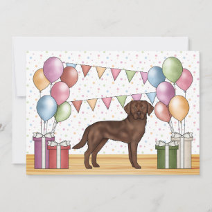 Invitación Cumpleaños Colorido de Labrador Retriever de Choco
