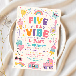 Invitación Cumpleaños Colorido Five Is a Vibe