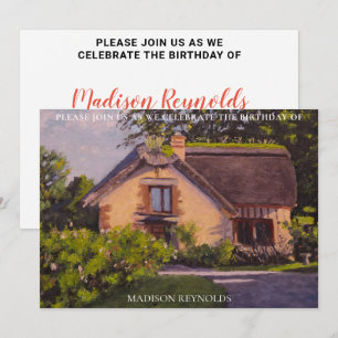 Invitación Cumpleaños Colorido Púrpura Azul Naranja Verde 