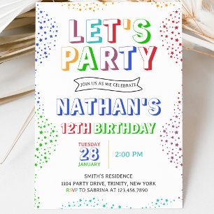Invitación Cumpleaños Colorido Simple Niño