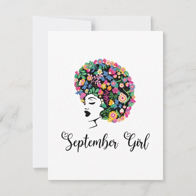 Invitación Cumpleaños colorido y Chica de septiembre (Anverso)