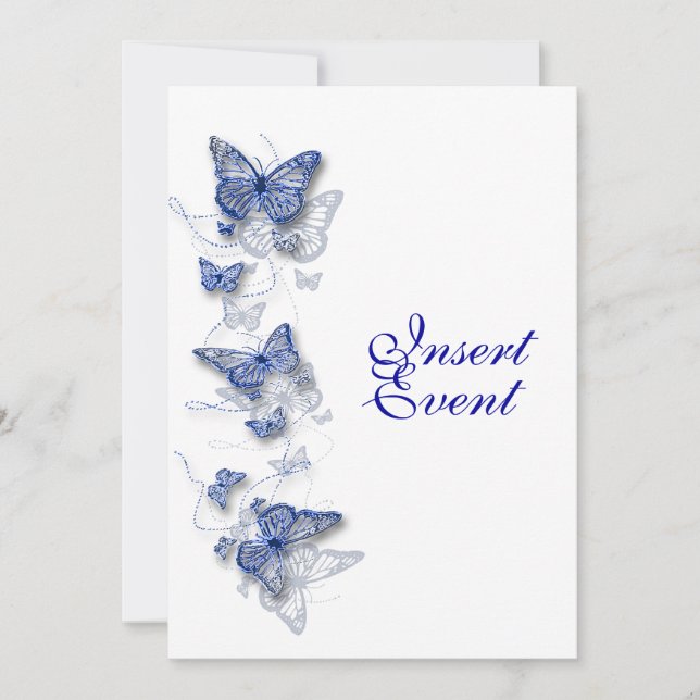 Invitación Cumpleaños compromiso boda blanco azul (Anverso)