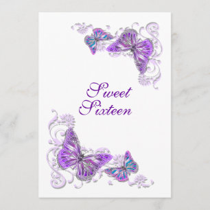 Invitación Cumpleaños compromiso boda blanco morado