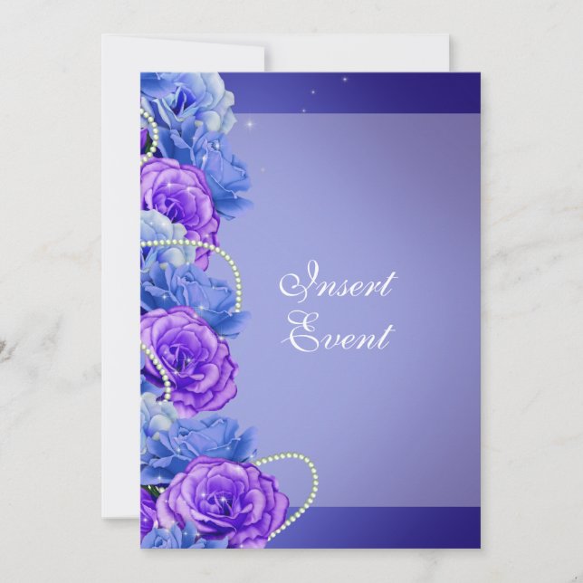 Invitación Cumpleaños compromiso boda morado azul (Anverso)