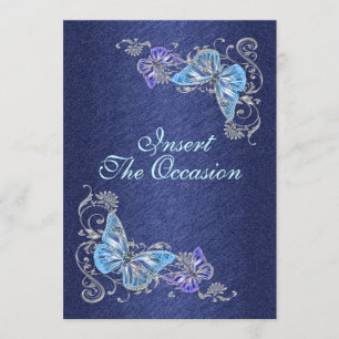 Invitación Cumpleaños compromiso boda plata azul