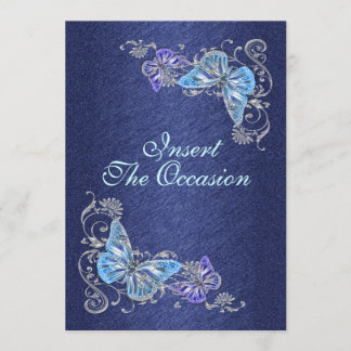 Invitación Cumpleaños compromiso boda plata azul