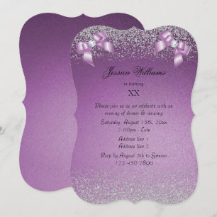 Invitación Cumpleaños con Arco de Esquina y Glitter Ombre Lil