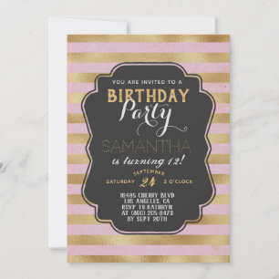Invitación Cumpleaños con bandas de oro