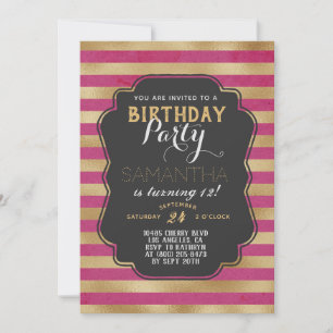 Invitación Cumpleaños con bandas de oro