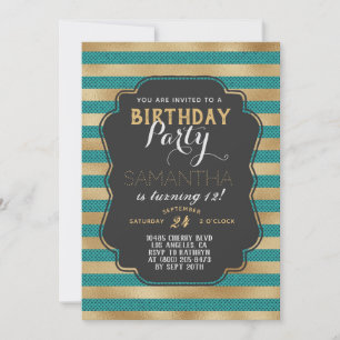 Invitación Cumpleaños con bandas de oro