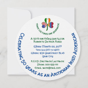 Invitación Cumpleaños con bandera armenia irlandesa americana