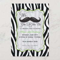 Cumpleaños con Bigote de Cebra - Negro y Verde Lim