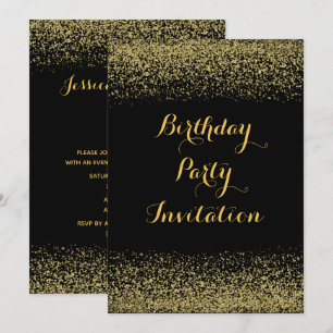 Invitación Cumpleaños con brillo dorado elegante