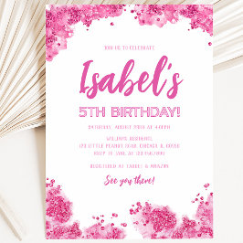 Invitación Cumpleaños con Brillo Rosa