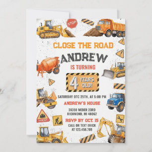 Invitación Cumpleaños con camión de volteo de construcción pe