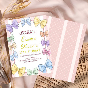 Invitación Cumpleaños con cinta pastel adorable