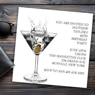 Invitación Cumpleaños con copa de Martini
