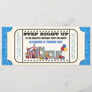 Invitación Cumpleaños con entrada al circo para niños