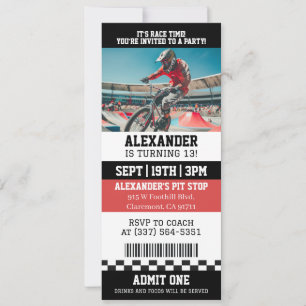 Invitación Cumpleaños con Entrada de Bicicleta BMX