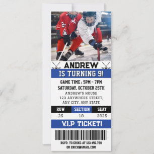 Invitación Cumpleaños con Entrada Personalizada de Hockey y F