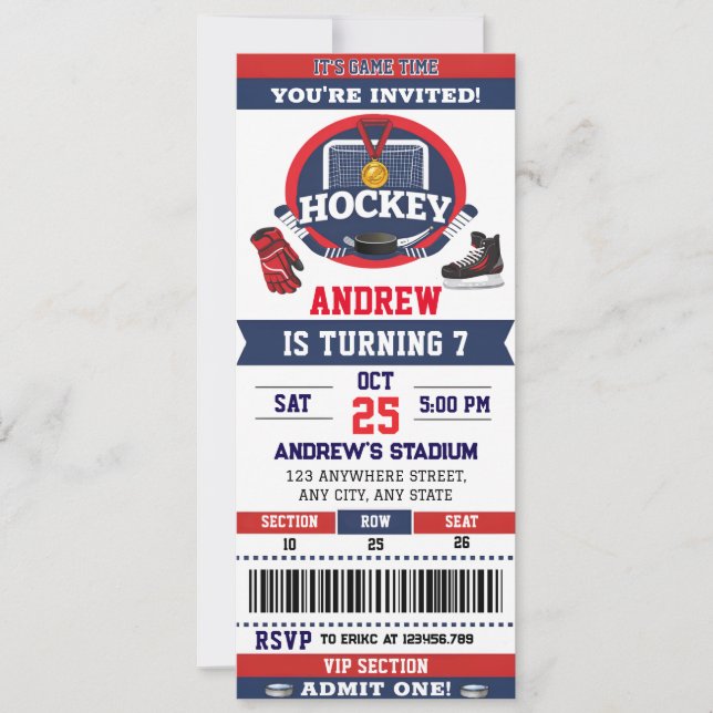 Invitación Cumpleaños con Entrada Personalizada para Partido  (Anverso)